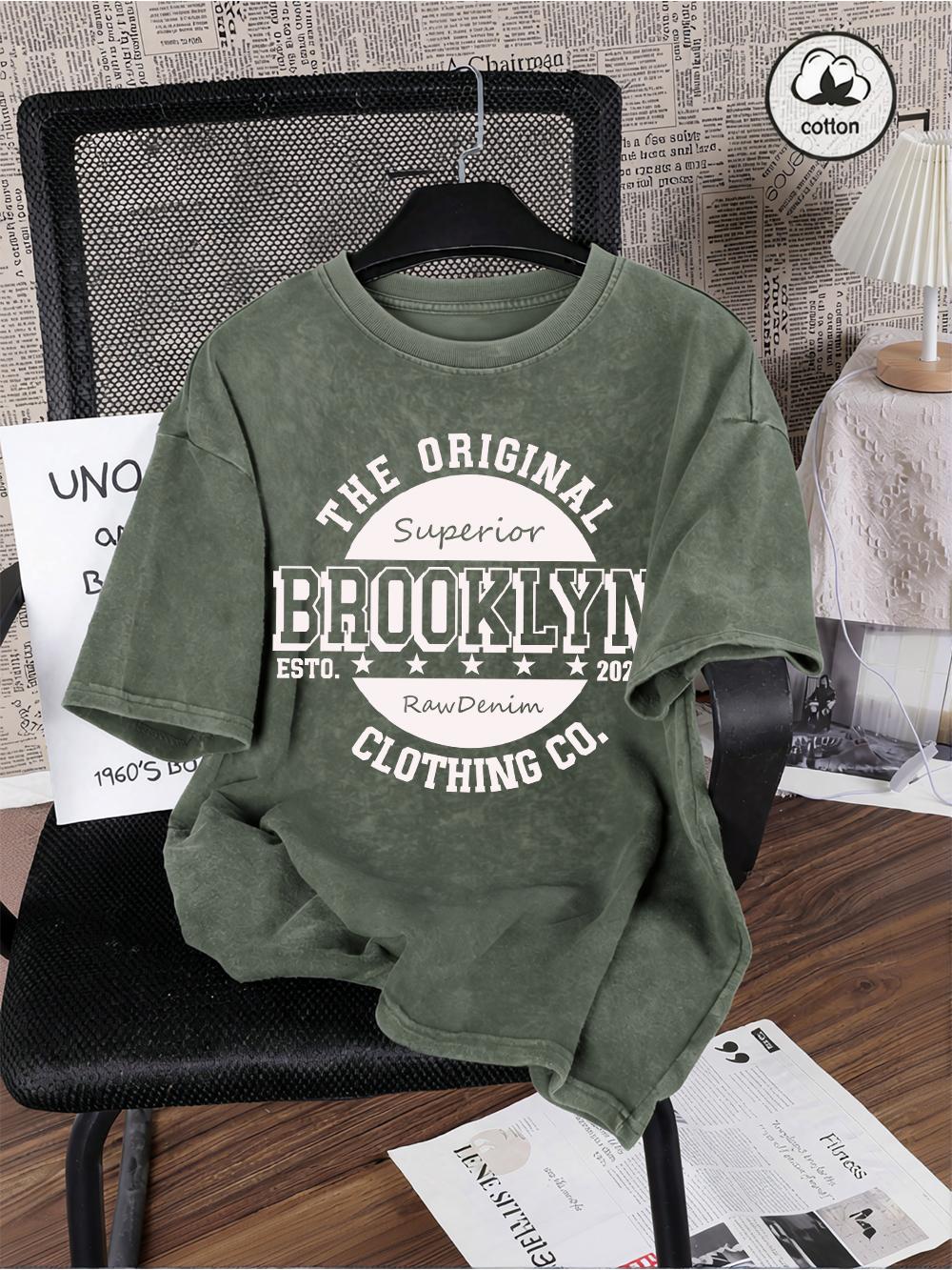 

The Original Brooklyn Clothing Washed TShirts Mens Oversize Cotton Tops Summer Distressed T Shirt Casual ONeck MenS Clothes S