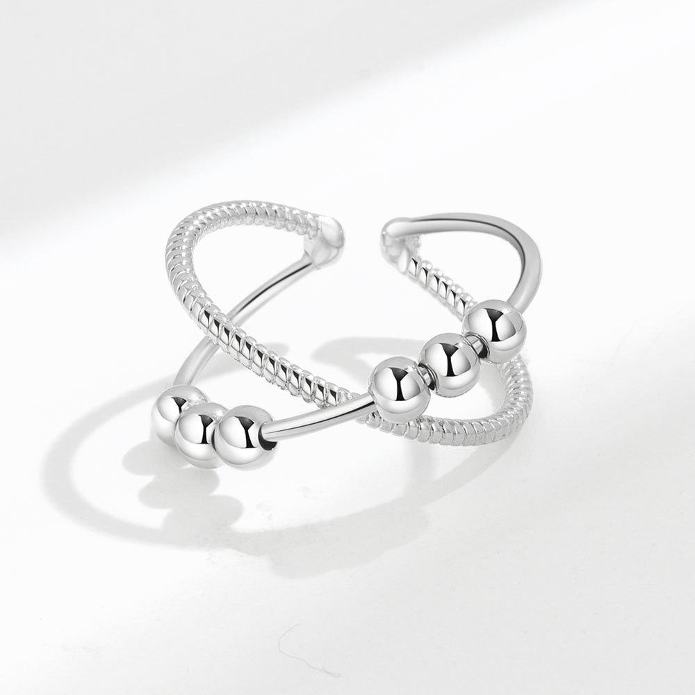 Minimalist Double Layer Cross Rotating Ring For Women Anxiety Relief Fidget Spinner Jewelry Simple Elegant Turnable Band