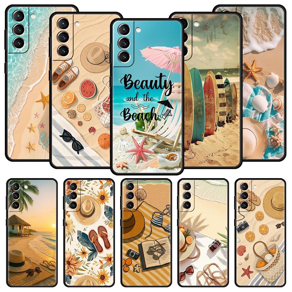 Summer Beach Phone Case Cover for Samsung Galaxy S26 S25 S24 S23 S22 S20 S21 FE Ultra S25 Edge Plus 5G Soft TPU Shell Fundas Bag