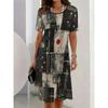 Patterns Women Mini Dresses Summer Short Sleeve Printed Plus Size Casual Comfortable Soft Dress
