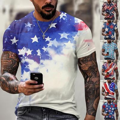 Beliebtes T-Shirt für Herren im Sommer mit Aufdruck und Rundhalsausschnitt sowie kurzen Ärmeln