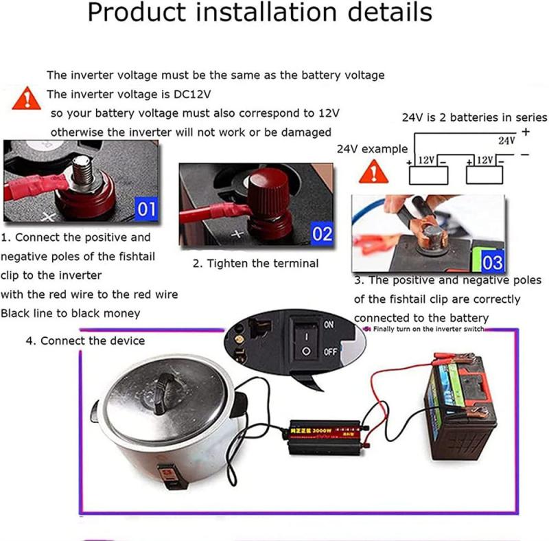 1600W-3000W Pure Sine Wave DC 12V/24V To AC 220V Transformer Convert Multi-function Socket Converter Car Inverter