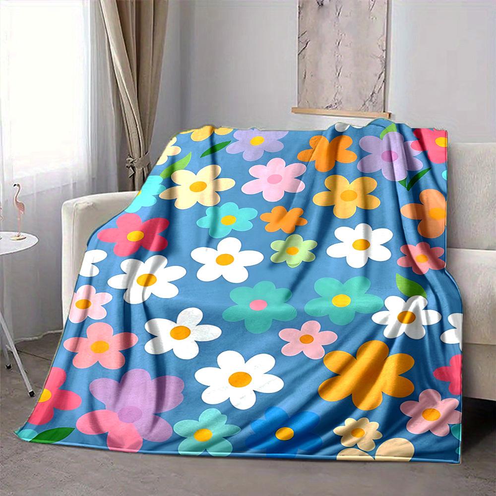 1pc Floral Pattern Blanket Warm, Cozy, And Soft, Suitable for Sofas, Beds, Cars, And Office Use.Perfect for Camping And Travel, Making It a Great Gift