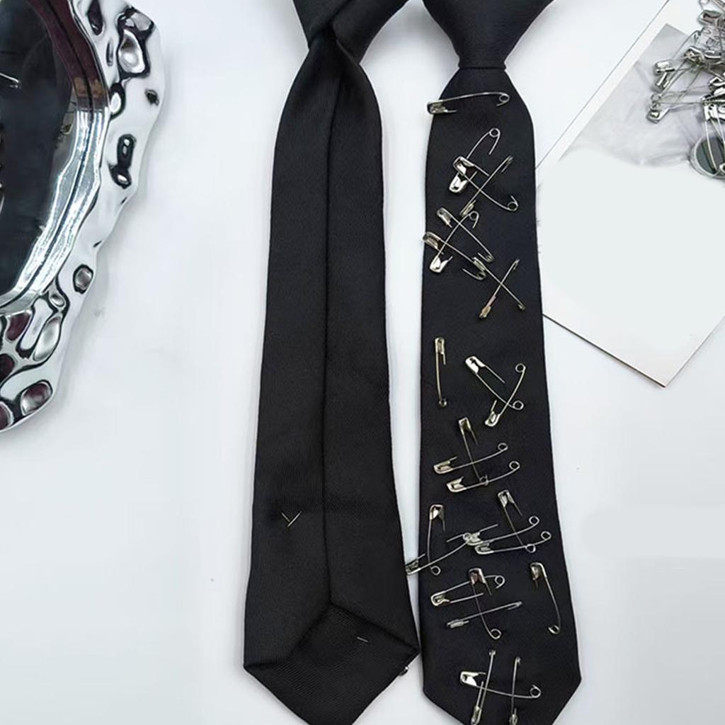 Y2K Girl Tie for Theme Party Knotfree Neck Tie with Pin Decors School Event Shirt Tie for Everyday Use Uniform Accessory