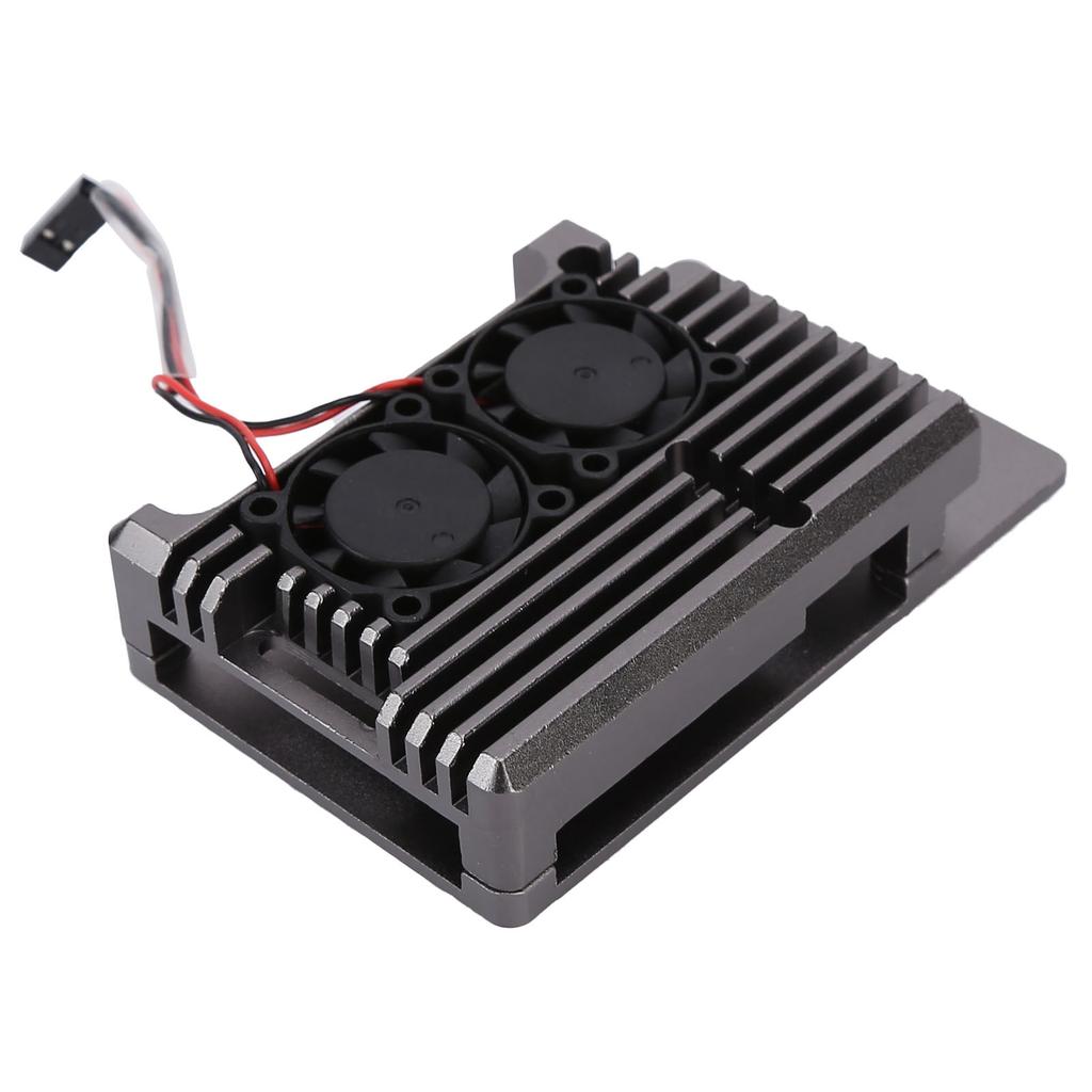 Carcasă de Răcire din Aliaj de Aluminiu Carcasă pentru Disiparea Căldurii cu Ventilator pentru Raspberry Pi 4 B ModelGri