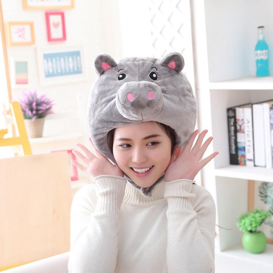 Funny Cosplay Lovely Animal Pig Nose Head Cover Christmas Headwear Plush Hat Home Decor Ornament Costume Party Halloween Props