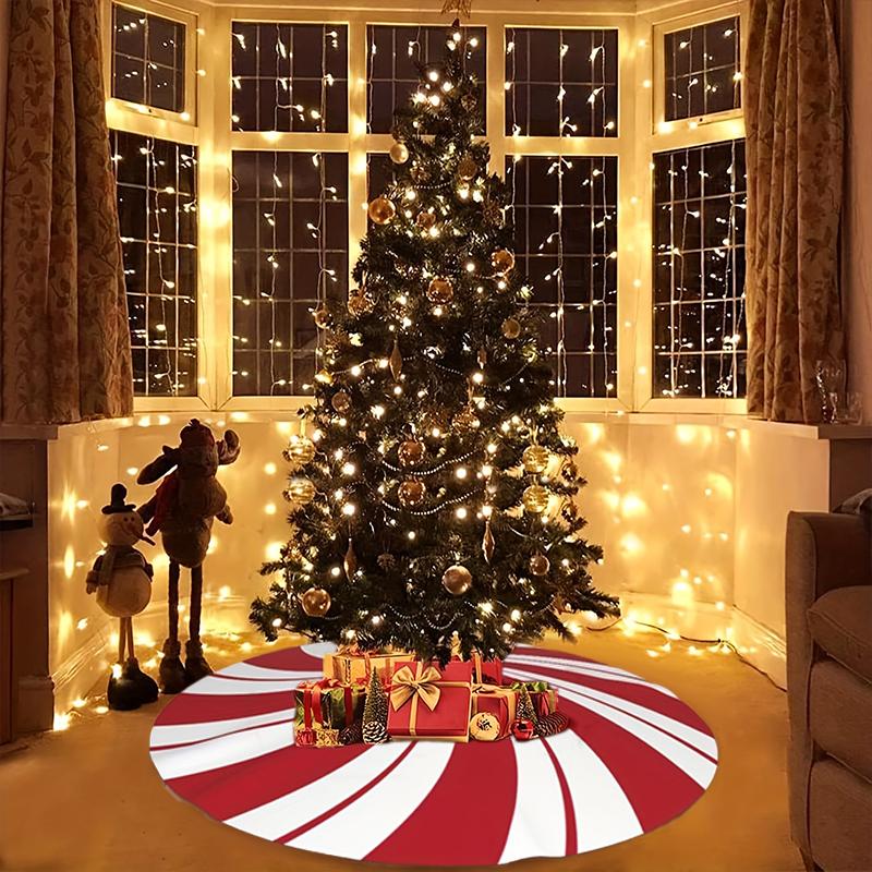 1PC Candy Christmas Tree Skirt Snowflake Christmas Decoration Skirt Christmas Holiday Short Plush New Year'S Party Double Swirl