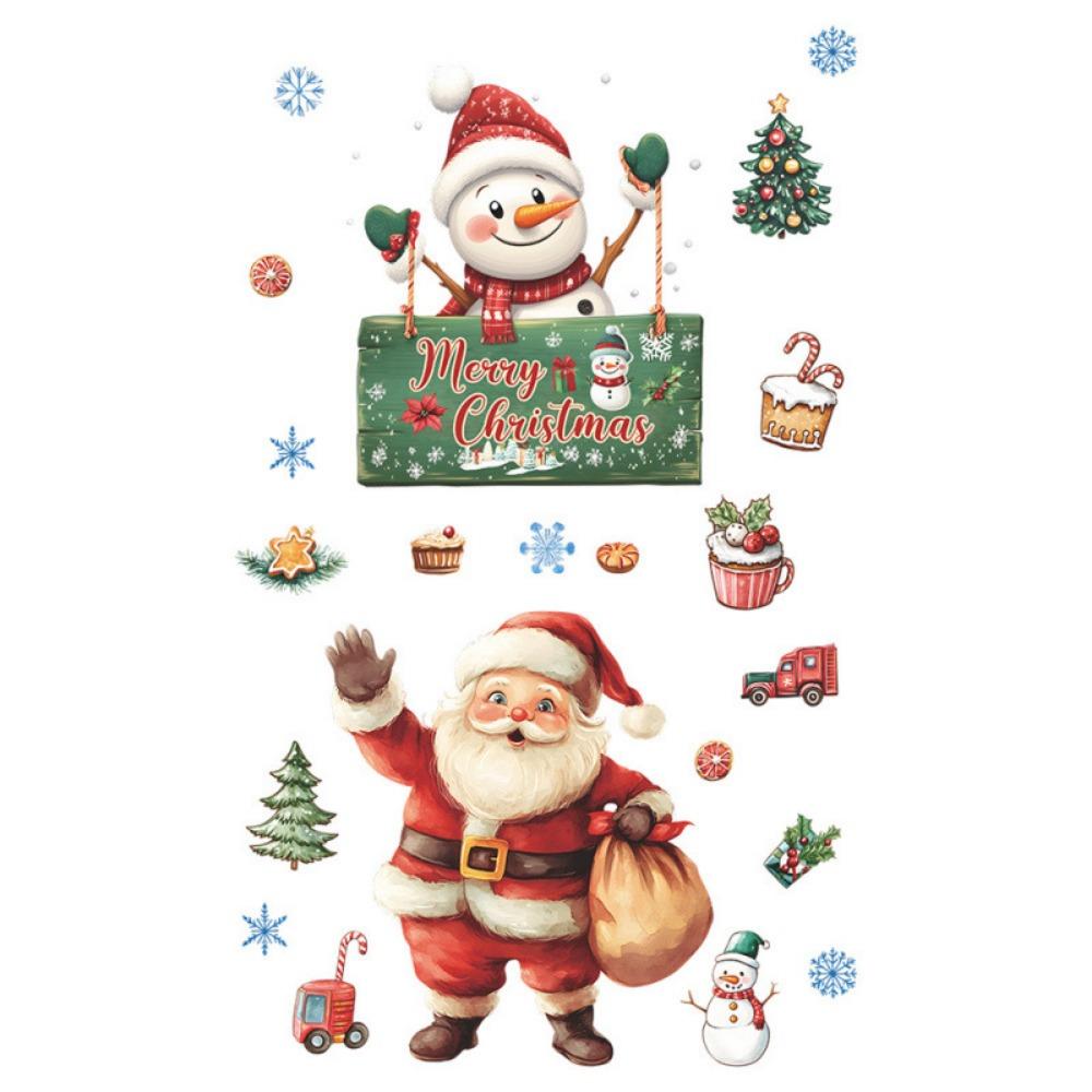 Creative DIY Christmas Snowman Sticker Cute Cartoon Christmas Wall Sticker Painted Snowflake Decal Background Beautification