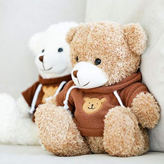 Plush Bear Fluffy Hoodie Beige Clothes Children Birthday Gift