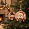 Vintage Style Christmas Tree Tags 8Pcs Wooden Ornaments, Wood Slice Hanging Decor with Santa, Retro Gift Wrap Embellishments Snowman, Gingerbread,