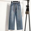 DIMANAF 2026 Spring Summer Plus Size Women Jeans New Fashion Lady Denim Long Pants Oversized Loose Bottoms