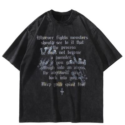 Streetwear Písmena Grafické Černé Tričko Bavlna Unisex Topy Trička Letní Krátký Rukáv Tričko