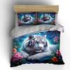 White Tiger with Tropical Flowers Bedding Duvet Cover Set  (1*Duvet Cover 2*Pillowcases, Without Duvet Insert)