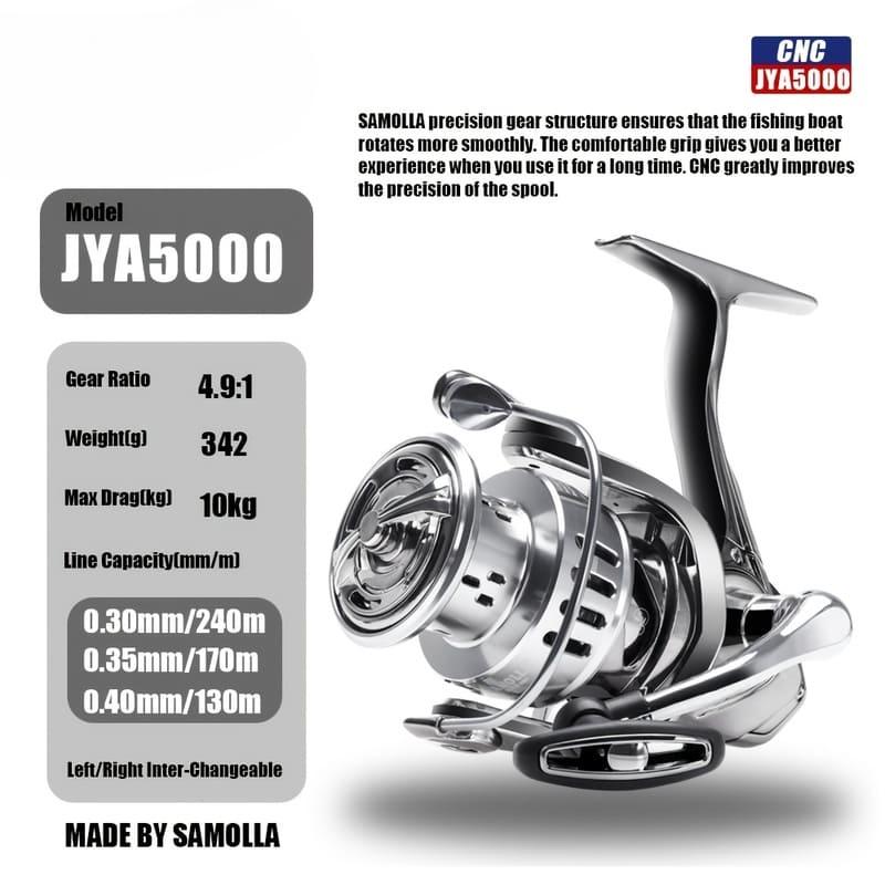 New Electroplated One-Way Seamless Spinning Reel CNC Spool Full Metal Swinging Lightweight Long Distance Fishing Reel with 6+1 Roller Bearings