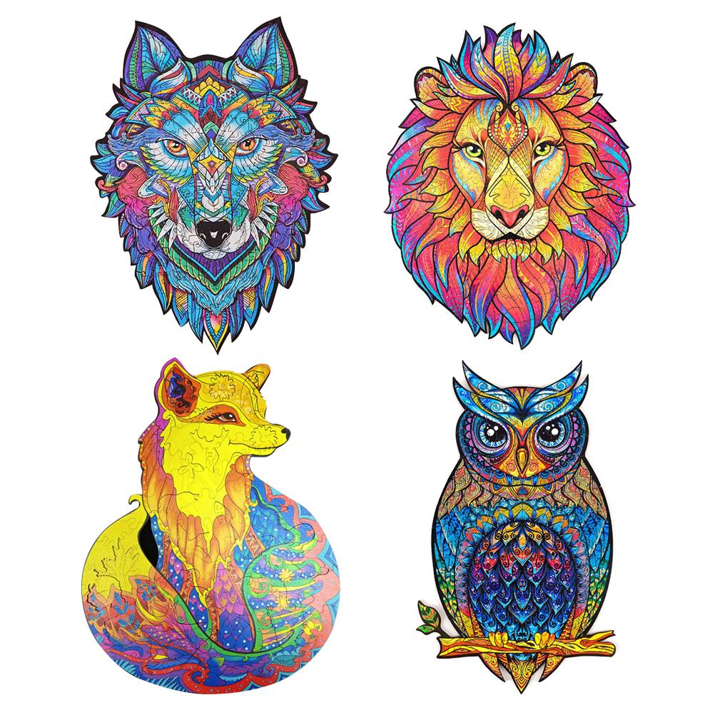 Wooden Jigsaw Puzzle Nature Theme Unique Colorful Animal Jigsaw Puzzle for Adults and Kids