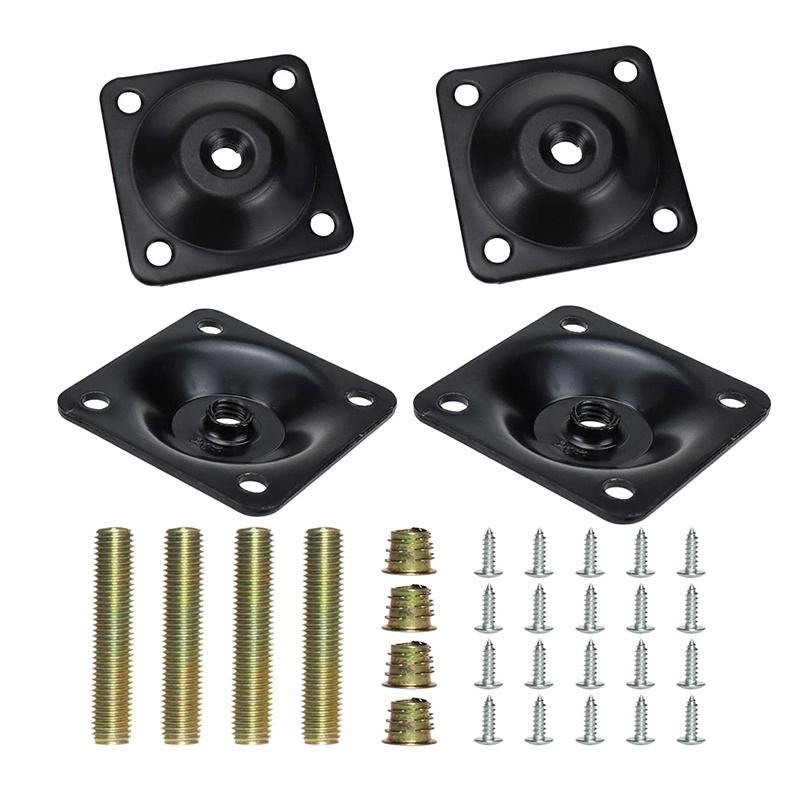 Furniture Leg Mounting Plates Thick Iron Brackets Connector Kit for Strengthening Tables Beds or Cabinets in DIY Projects