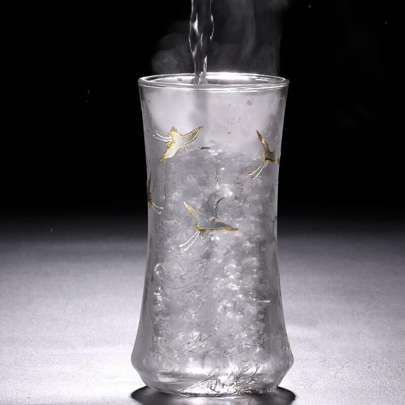 Ge Bei Tang Crane Gold & Silver Double-Layer Glass Tea Cup