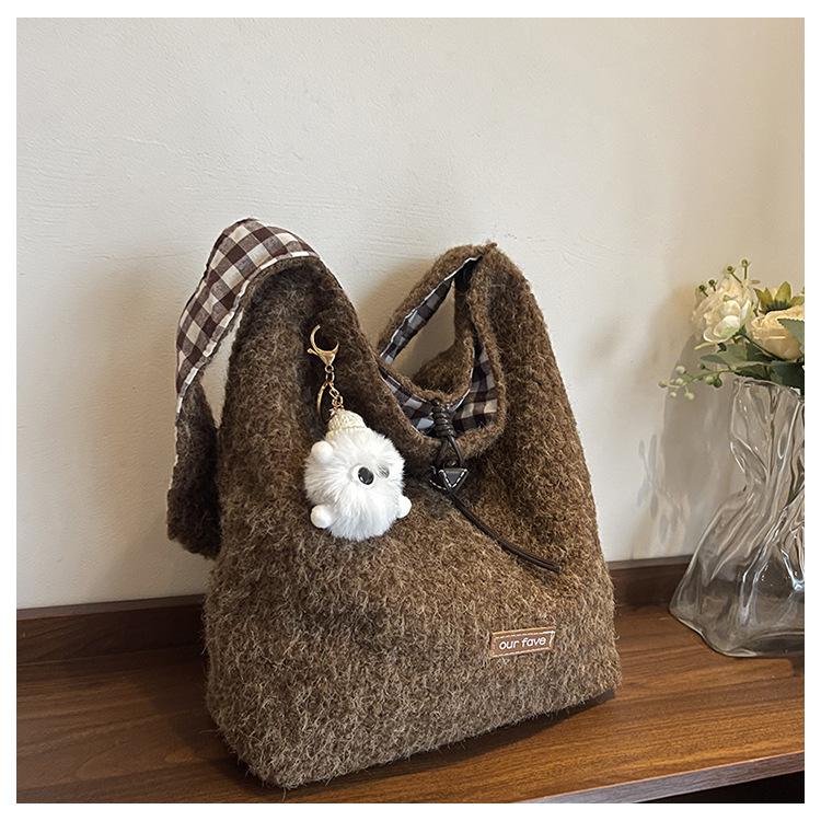 Woolen Bag Women's Large-capacity New Autumn and Winter Versatile Casual Shoulder Bag Texture Commuting