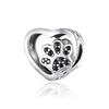 Heart Pet Paw Charm Silver 925 Bead