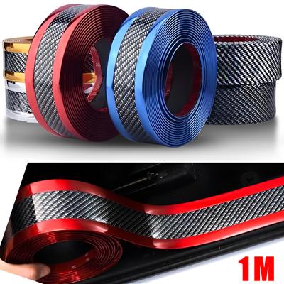 Car Carbon Fiber Anti Scratch Stickers Door Sill Protector Rubber Strip Car Threshold Protection Bumper Film Sticker Car