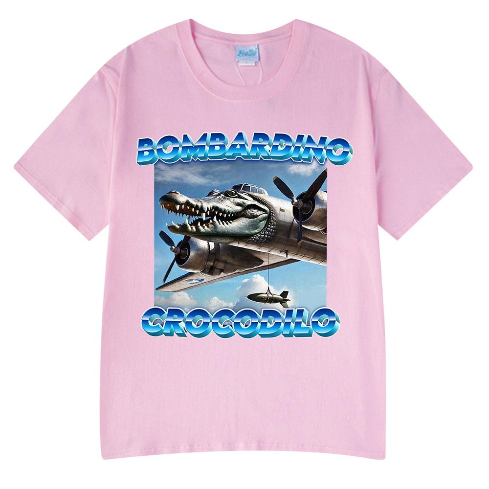 

Футболка Bombardiro Crocodilo Итальянский маразм Смешной мем Крокодил Самолет Бомбардировщик Графическая футболка Мужская Женская Хлопок Повседневные футболки L