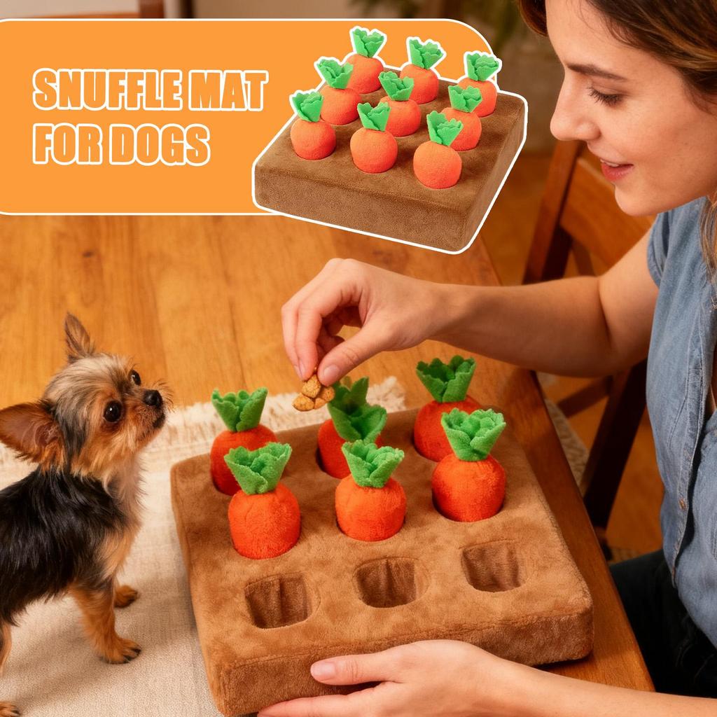 Soft plush carrot sniffing game Contains 9 carrots Stimulating carrot Puppy Snuffle Mat Interactive Pet Carrot Puzzle Toy