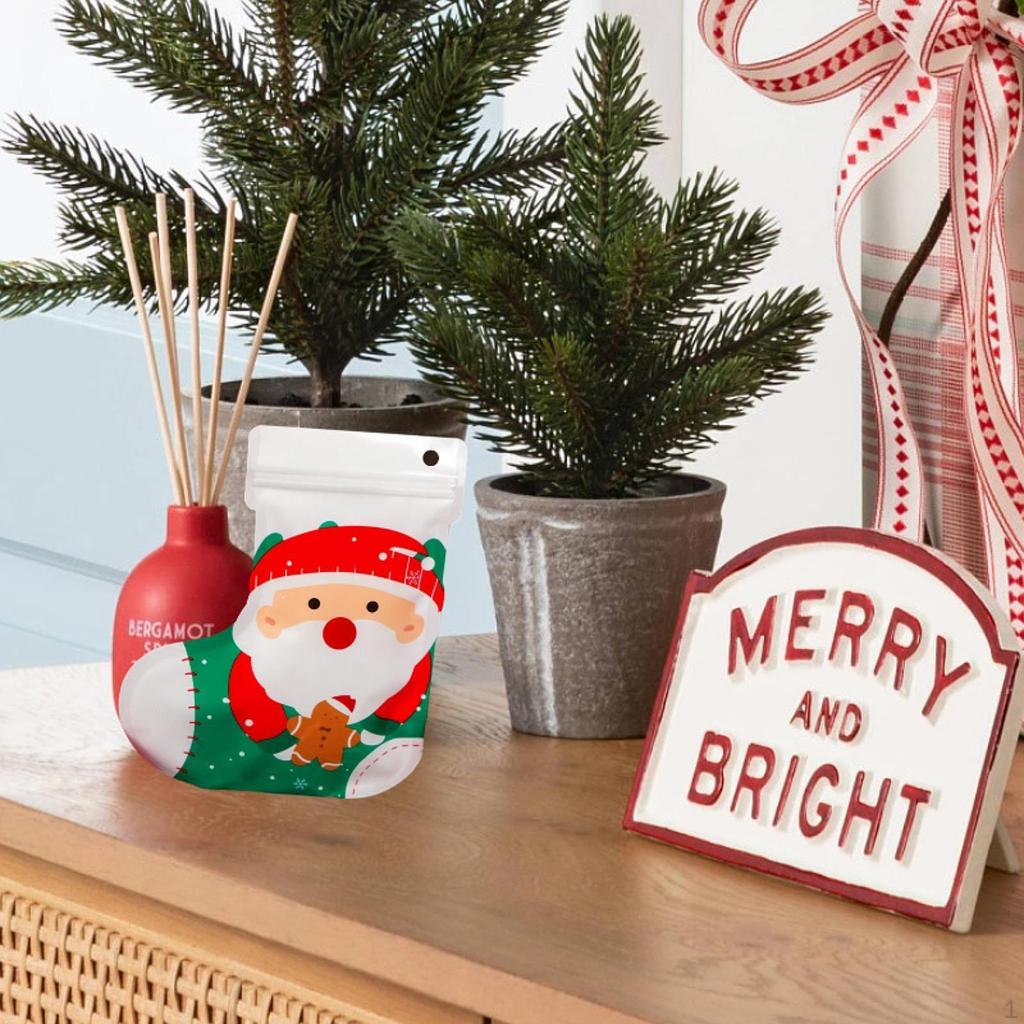 10 Pack Self Seal Christmas Cookie Bags, Gift Wrapping Resealable Treat Bags for