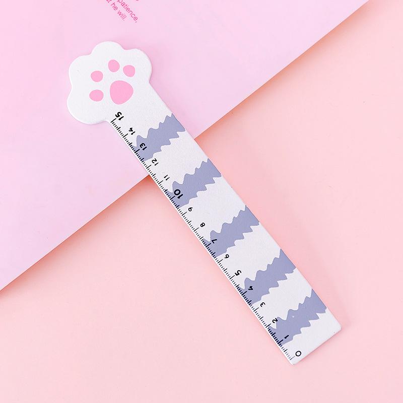

15 CM Pink Cute Cat Paw Wooden Straight Rulers Kawaii School Office Supplies Planner Accessories Student Prize