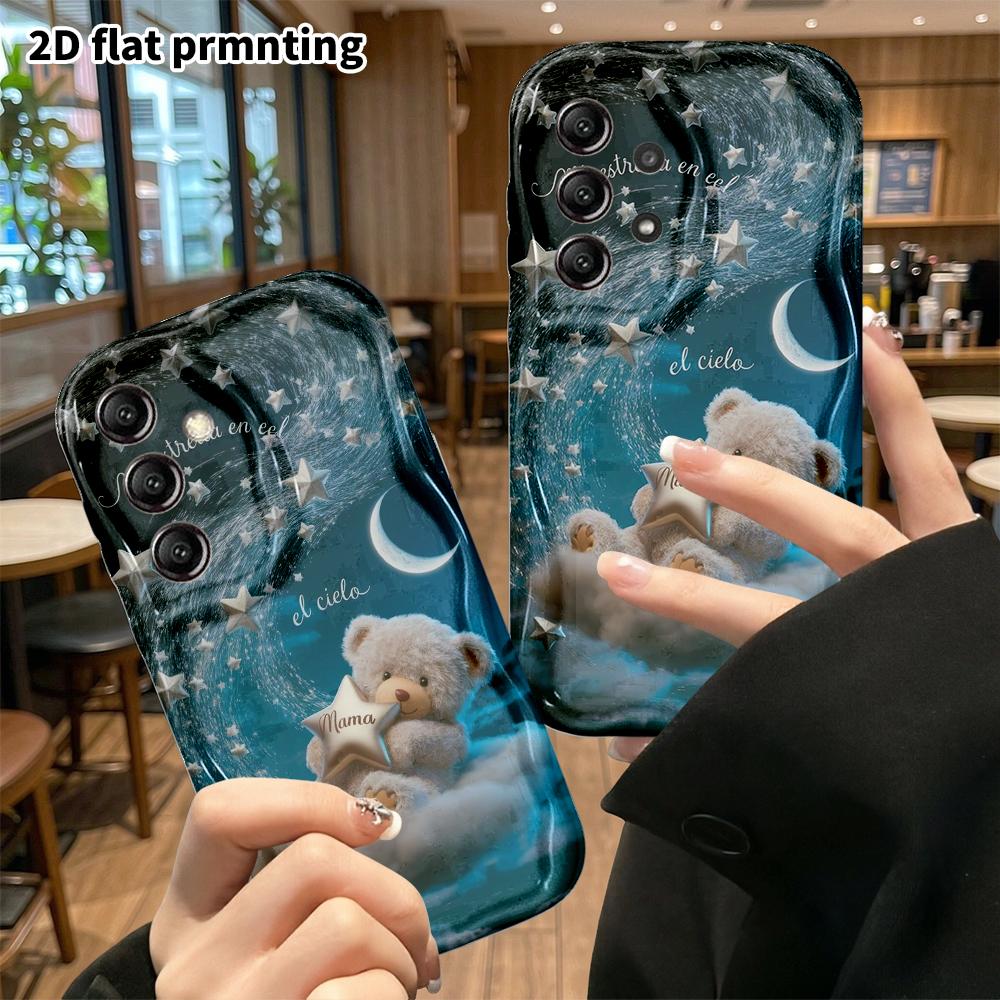 Phone Case: 2D Flat Samsung Galaxy A34 A35 S20 S22 S21 FE Plus Ultra Protective Case, Starry Sky Cloud Teddy Bear, Christmas Halloween Holiday Gift