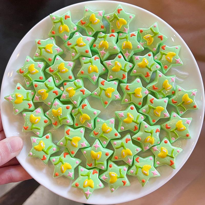 

2pcs Hand-painted Five-pointed Star Tulip Acrylic Beads Diy Electroplated Through-hole Jewelry Making Loose Bead Accessories 27mm(2pcs)