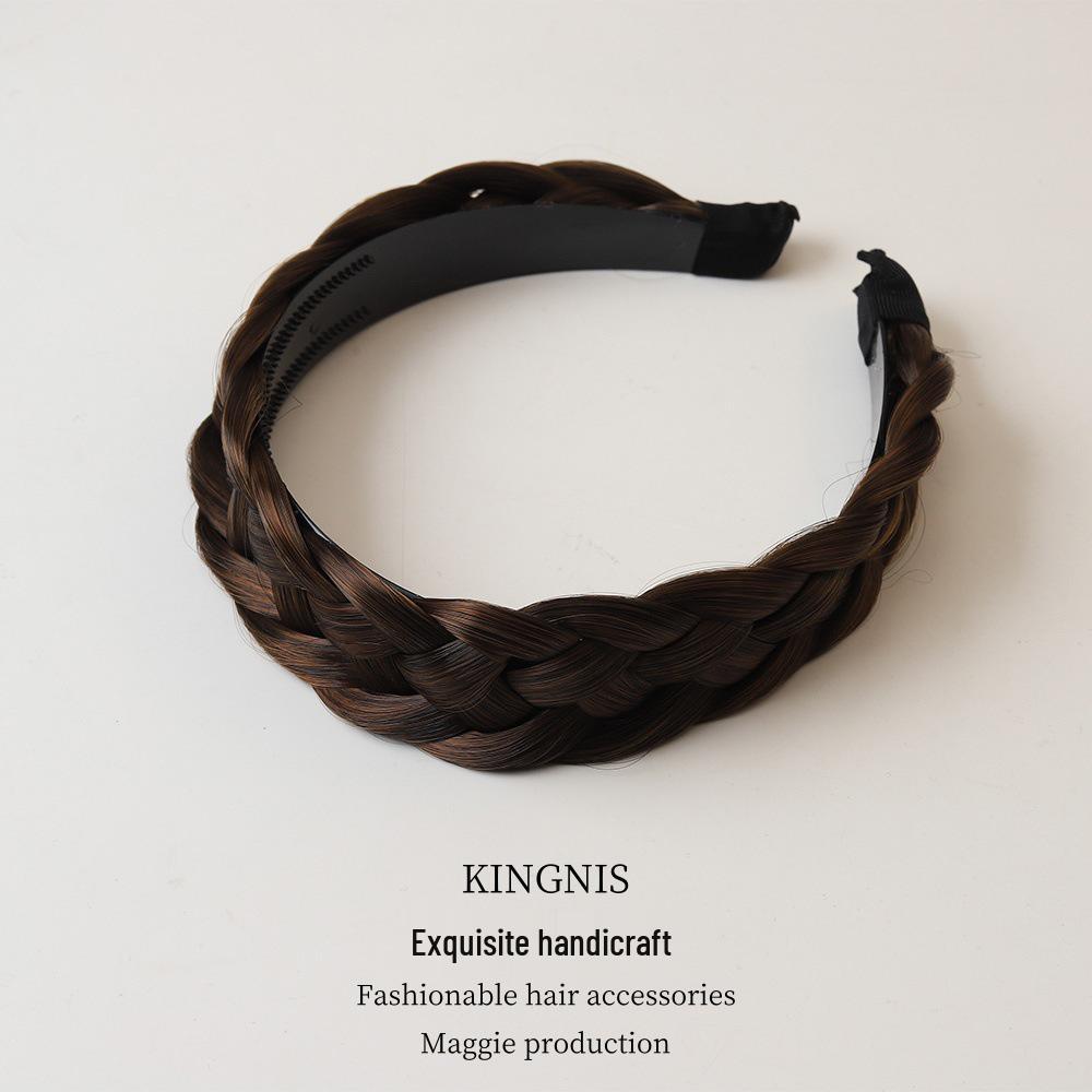 Women's Fishbone Braid Headband: Braided Hair Clip Pigtail Wig Hairpin with High Crown Hair Tie