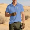 Men's Solid-color Classic Lapel Short-sleeved  Sporty Casual Shirt Top
