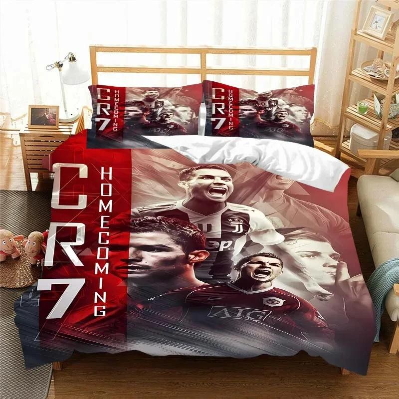 Football Star CR7 Soccer Bedding Set Boys Girls Twin Queen Size Duvet Cover Pillowcase Bed Boys Adult Fashion Home Textileextile