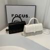 Chic Urban Minimalist Women's Small Square Handbag Woven Design For Everyday Use