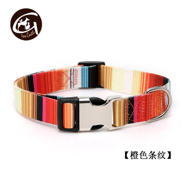 Popular Wholesale Pet Collar Leash Dog Collar Ethnic Style Striped Forest Pattern Lettering Collar (as the picture,1.5 30cm)