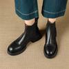 Fashion New Autumn/winter Genuine Leather Women Boot Round Toe Shoes for Women Fashion Brogue Designs Chelsea Boots Mid Heel Short Boots