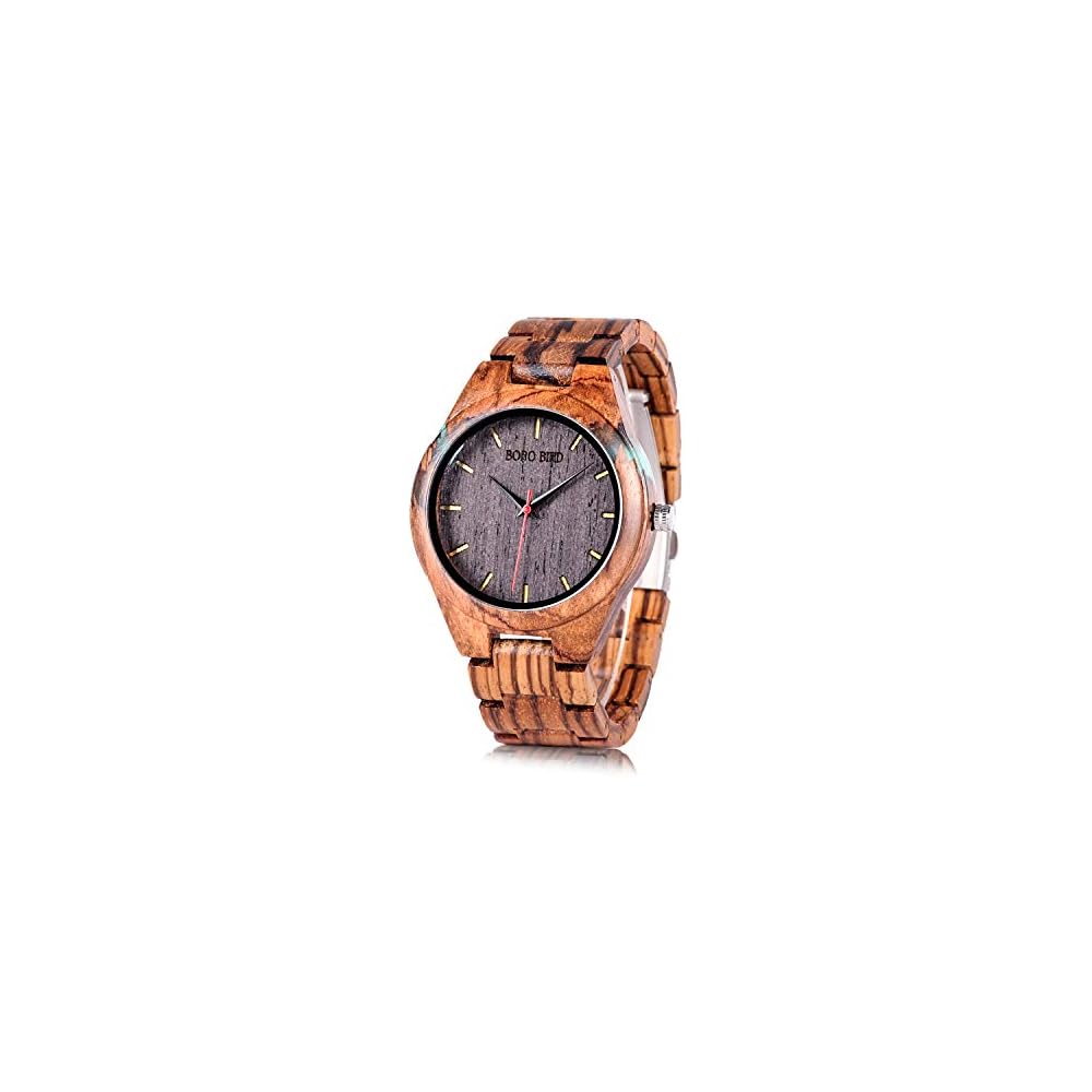 Bobo Bird Men s Sports Quartz Watch Natural Wood Lightweight Special Design Black Dial