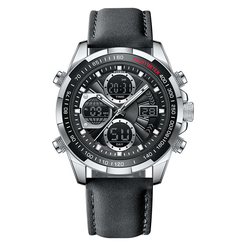 LIGE x FOXBOX Fashion Men Watch Luxury Original Military Sports Chronograph Watch Waterproof Clock Digital Men's Quartz Watch