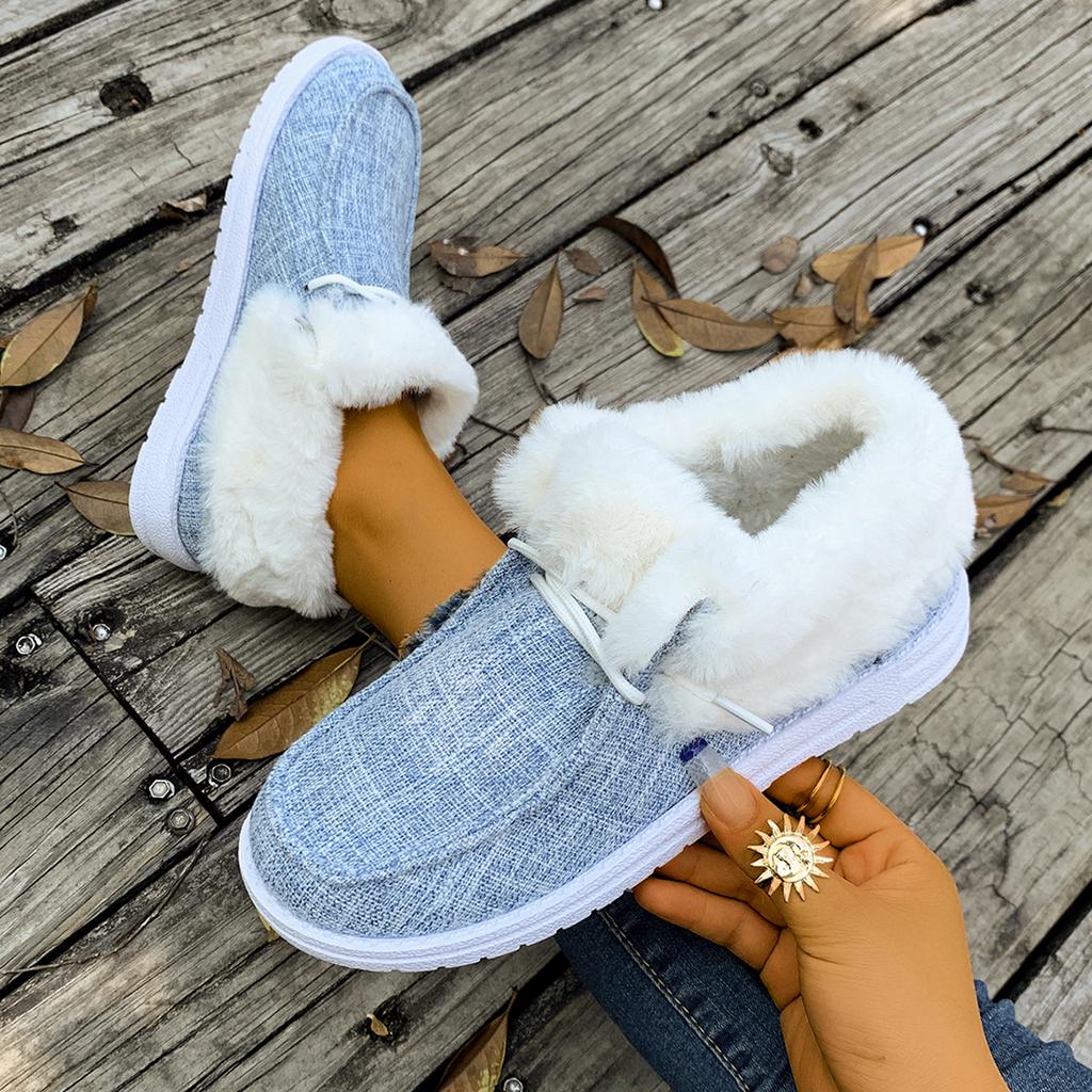 Women Ankle Boots Winter Thick Bottom Warm Cotton Boots Women Large Size Lined Thickened Snow Boots Casual Round Toe Shoes Women