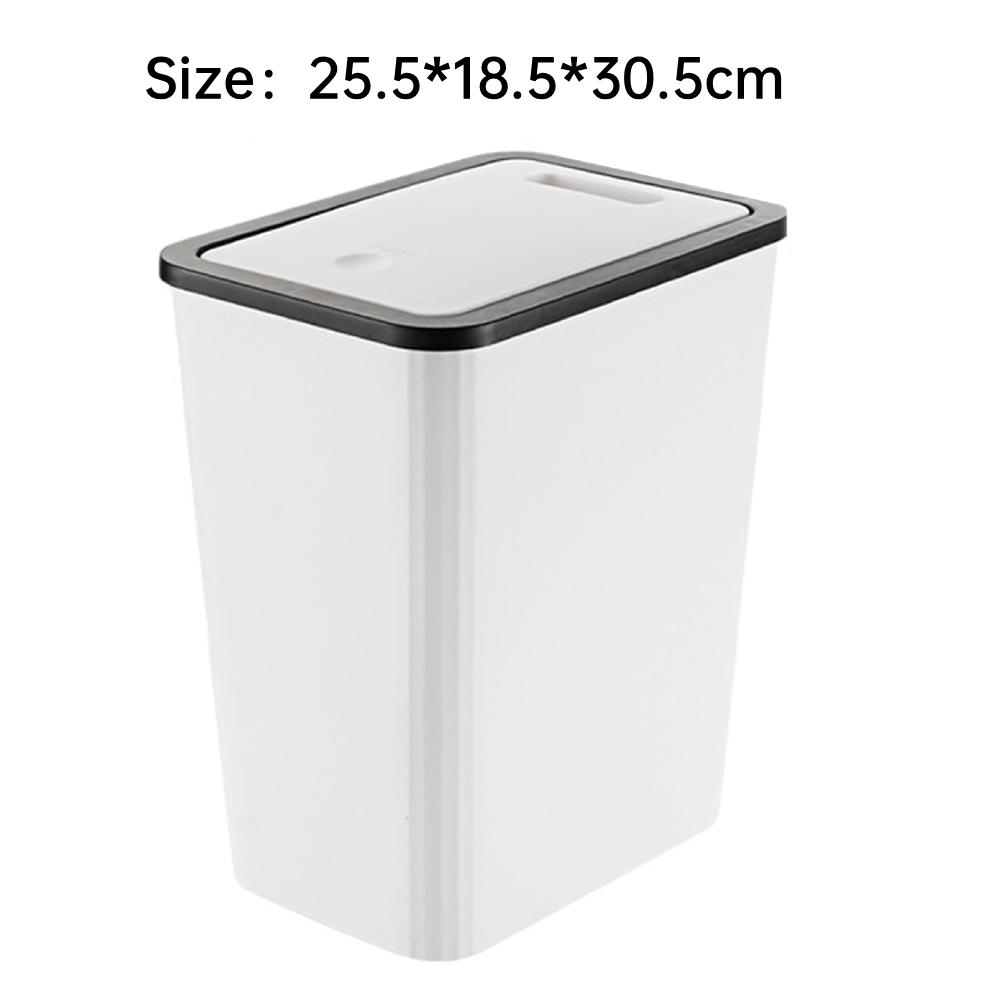 Household Trash Can With Lid Modern Plastic Small Garbage Can Wastebasket Pop-up Lid For Bathroom Kitchen And Living Room