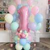 63 Stück Pastell Bonbonrosa 1. 2. 3. Folienzahlenballon Set Macaron Latexballons Mädchen Prinzessin Babyparty Geburtstagsfeier Deko