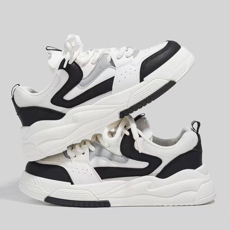 Platform White Shoes Spring New Comfortable Fashion Flat Bottom Breathable Contrasting Color Board Shoes Casual Sports Dad Shoes
