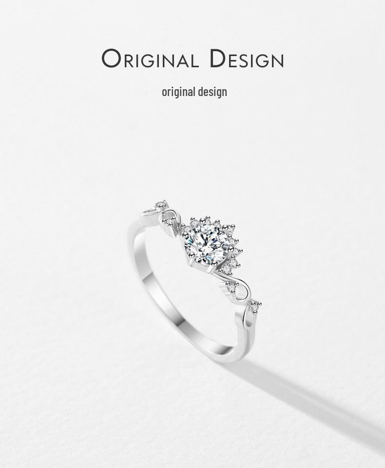 Modian S925 Sterling Silver Zircon Ring: Elegant Korean-Style Women's Wedding Ring with Hollow Design.