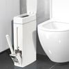 Bathroom Trash Can with Toilet Brush Holder Press-type Plastic Garbage Can Slim Rectangular Trash Bin for Toilet Kitchen