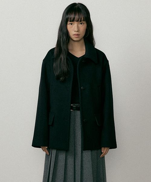 Lingseoul Standard Wool Half Coat-Black