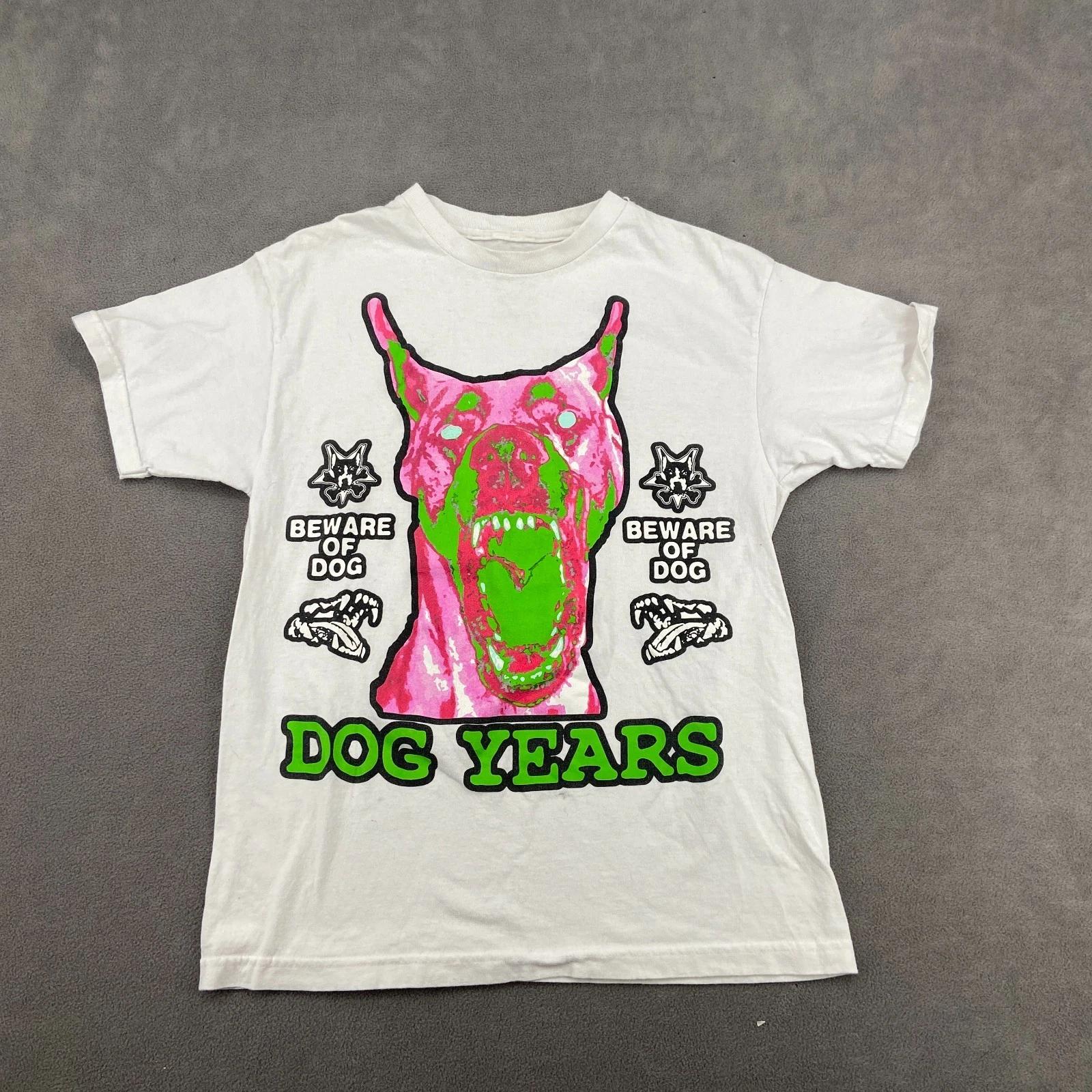 Dog Years T Shirt Mens Medium White Cotton Graphic Print Beware Of Dog Skate XL