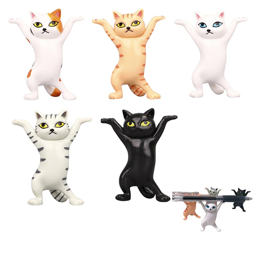 XIANFQNKJ Pen Holder, Pen Stand, Raised Paw Cat Design, Set of 5, Stylish Pen Holder, Seductive Cat, Cute Cat Figurine, Small Item Holder, Cute Item,