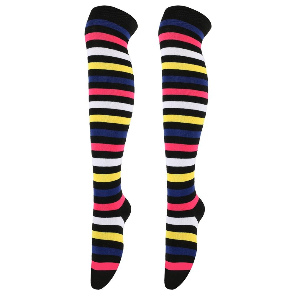 Overknee Rainbow Striped Stockings Colorful Knee Thigh High Socks  Halloween Party