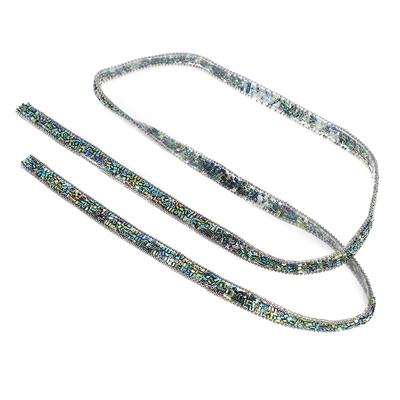 1 Yard Hotfix Strass Mesh Kette Dekorativer Gürtel für Hochzeitskleid Halskette Grün