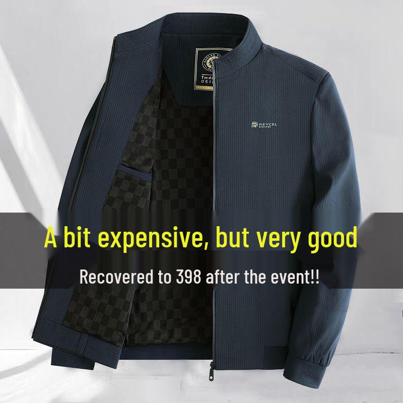 Spring & Autumn Men's Business Casual Stand-Up Collar Jacket - Lightweight, High-End Design for Middle-Aged Elegance